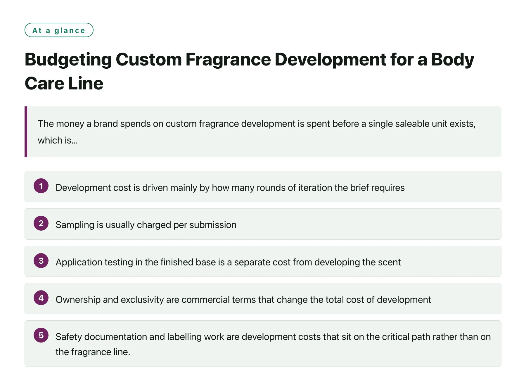 Budgeting Custom Fragrance Development for a Body Care Line——全文要点速览
